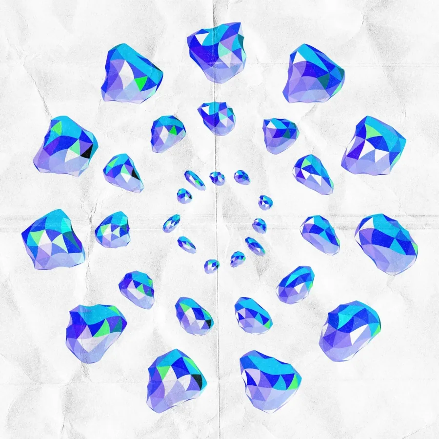 Crystal mandala in blue tones